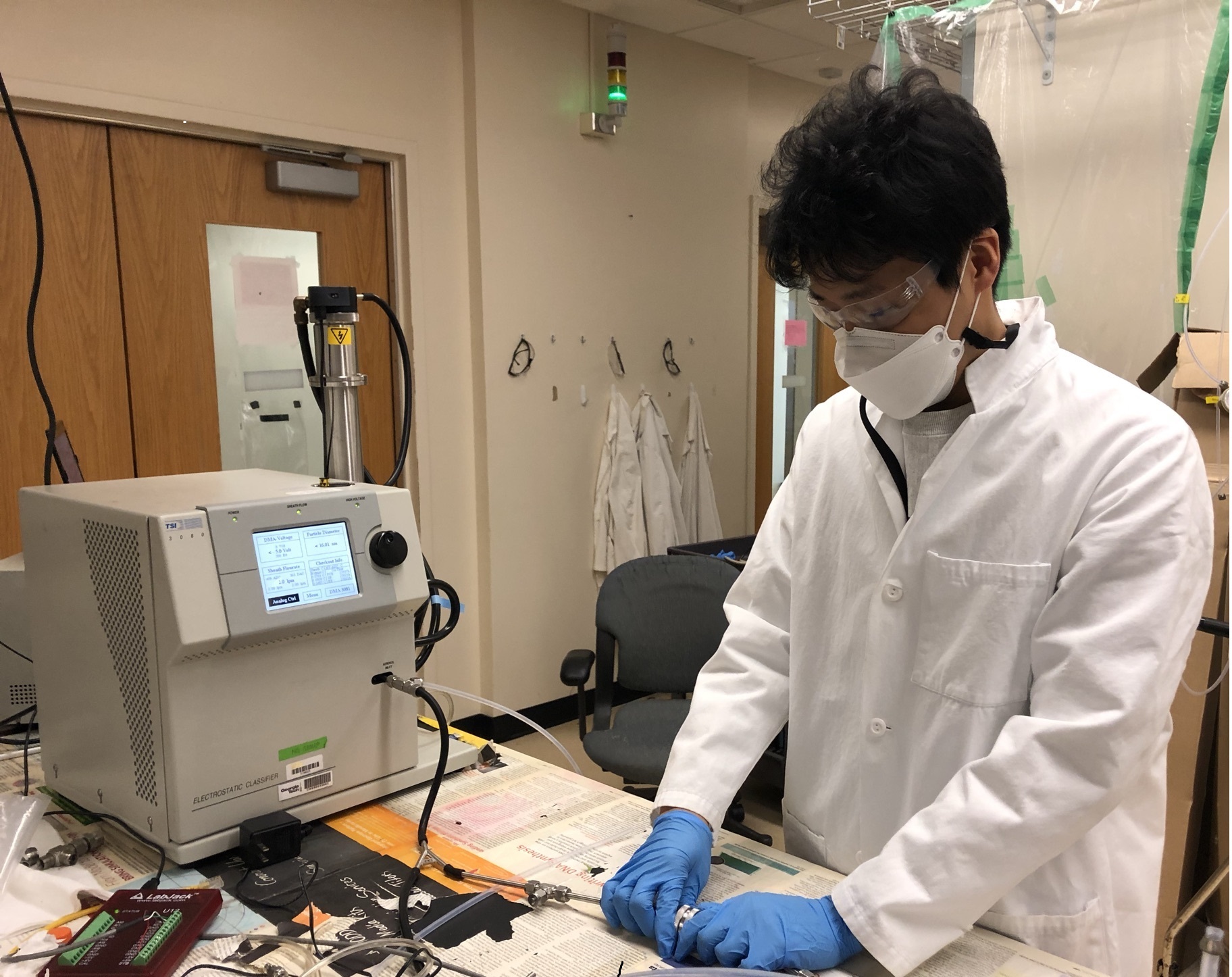 Filtration Lab Setup for Covid Mask Study