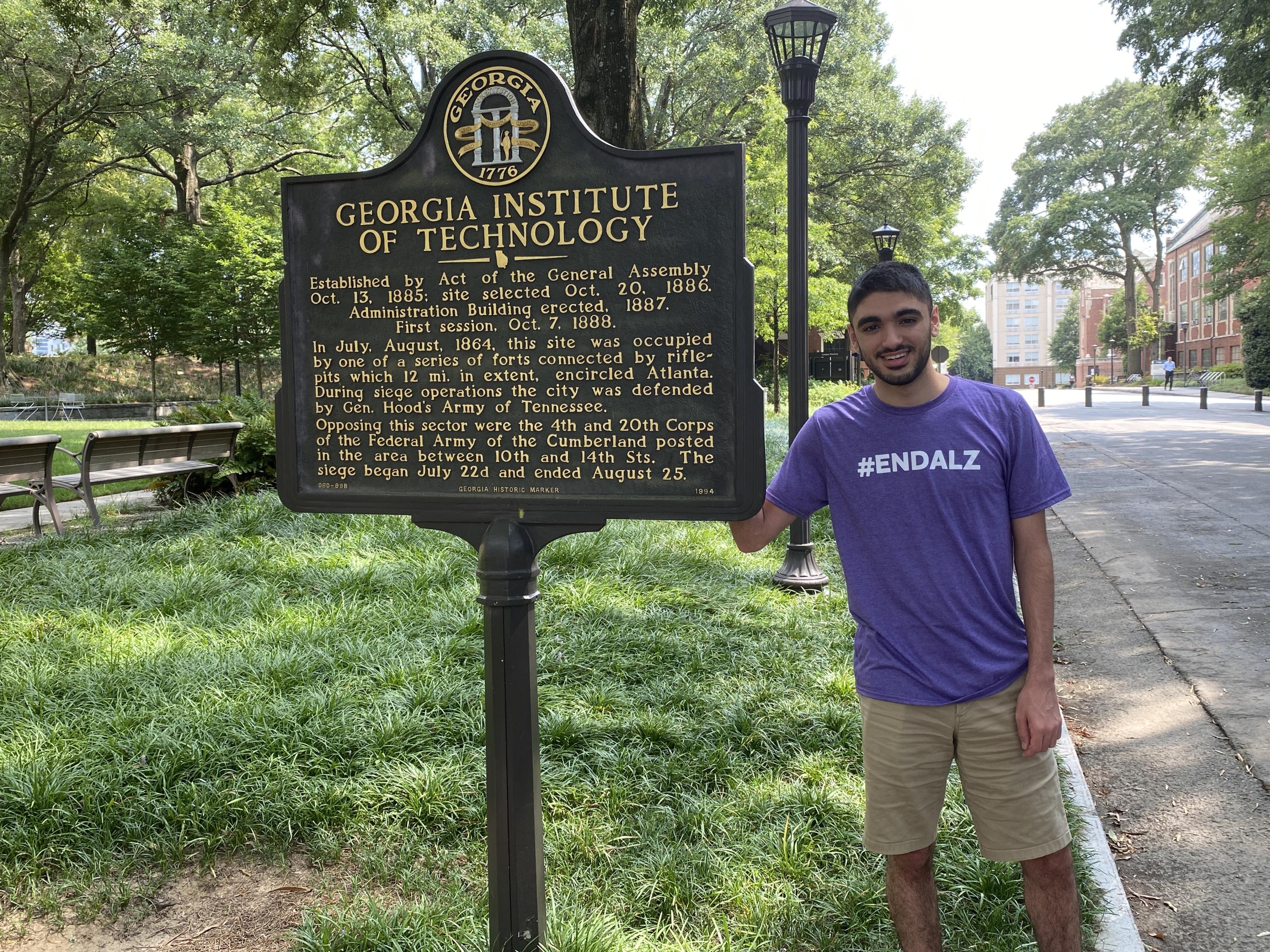 Zane volunteering with the Students Against Alzheimer's organization he helped found.