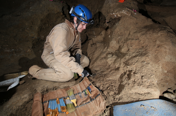 Professor Jenny McGuire at Natural Trap Cave, Wyoming 