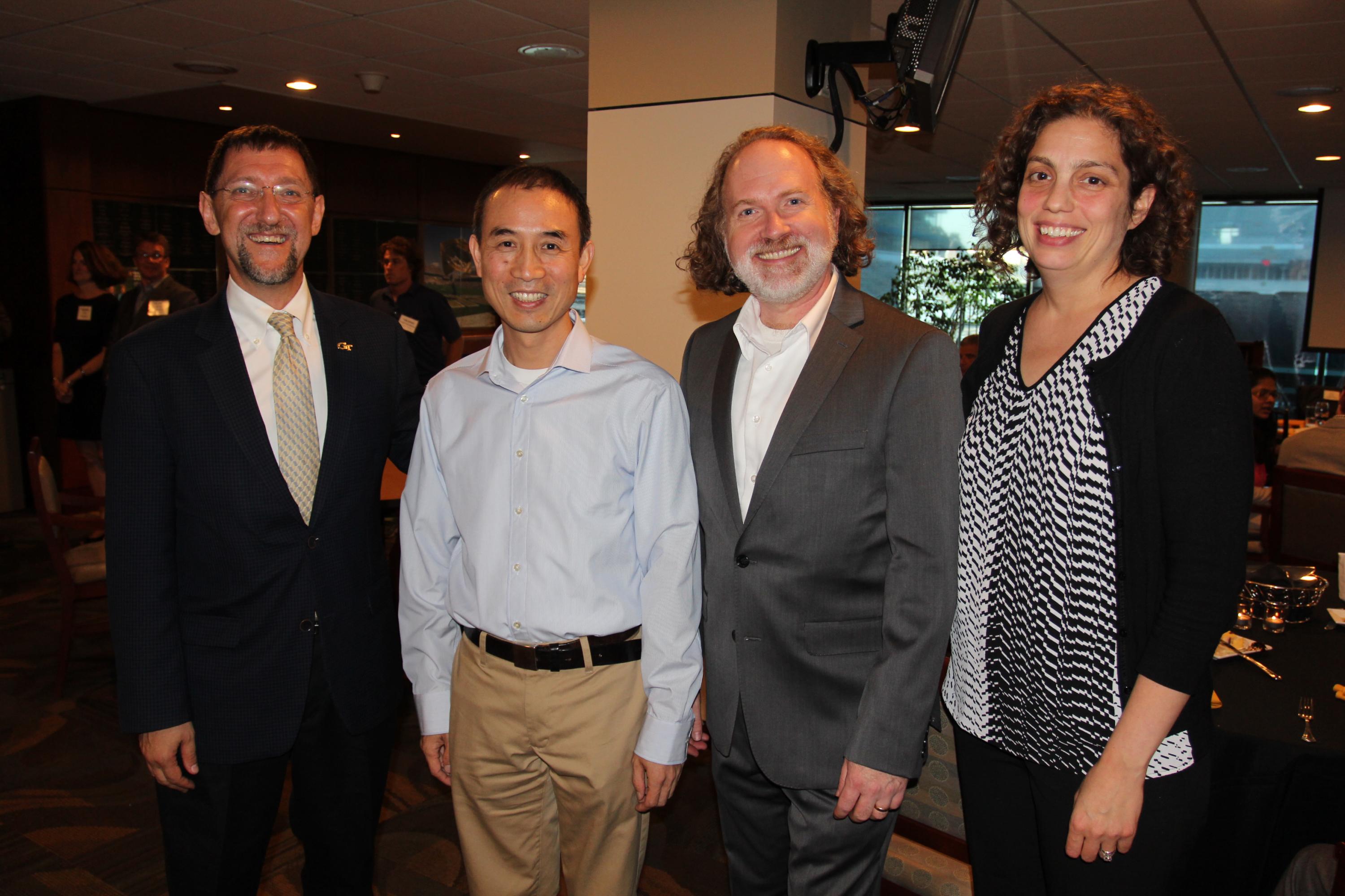 Paul Goldbart (from left) with 2017 Faculty Mentor Awardees Ronghua Pan, John Etnyre, and Raquel Lieberman (Photo by Renay San Miguel)