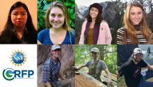 College of Sciences 2022 NSF Graduate Research Honorees: Mi Do, Claire Elbon, Tatiana Gibson, Madeleine Hardt, Emily Hughes, Tucker Lancaster, McKinley Paul.