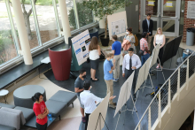 Students conduct poster sessions during 2022's Summer Research Experience for Undergraduates (REU) in the Ford Environmental Science and Technology building. (Photo Renay San Miguel)