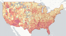 The team's interactive map shows the risk level of attending an event, given the event size and location (assuming 10:1 ascertainment bias). The risk level is the estimated chance (0-100%) that at least one Covid-19 positive individual will be present.